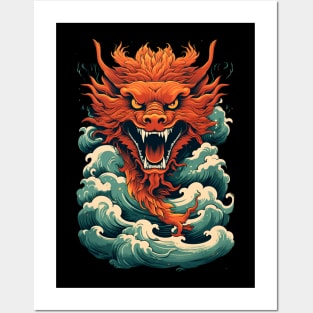 Chinese red Dragon Posters and Art